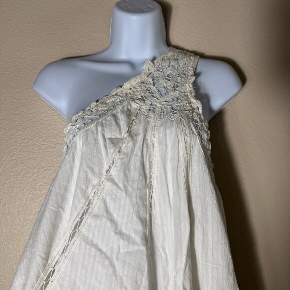 free people | billie battenburg one shoulder white femme lace mini dress sz L - Picture 3 of 10